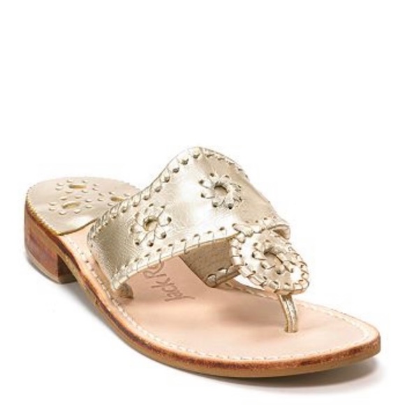 Jack Rogers Shoes - Jack Rogers Hamptons Flat Sandal In Platinum.  Size 7M.